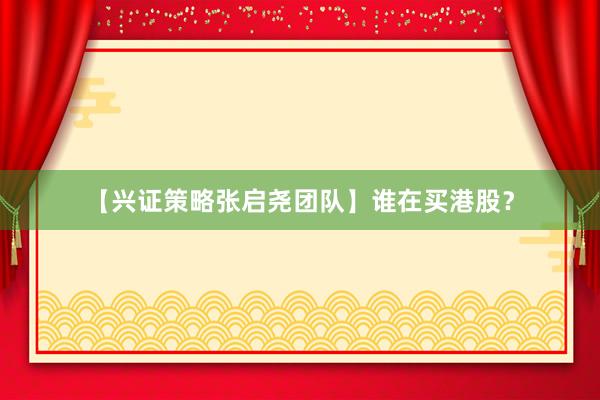 【兴证策略张启尧团队】谁在买港股？