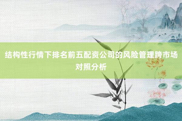 结构性行情下排名前五配资公司的风险管理跨市场对照分析