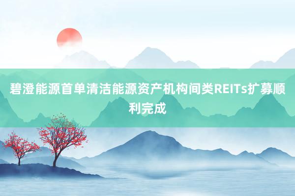 碧澄能源首单清洁能源资产机构间类REITs扩募顺利完成