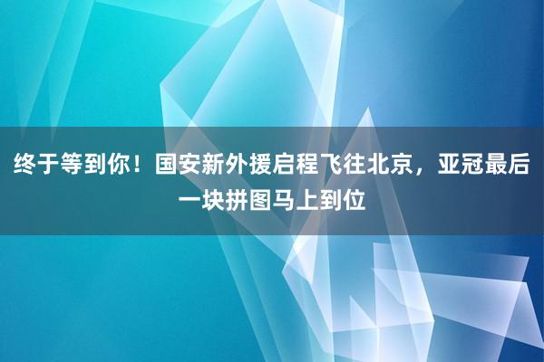 终于等到你！国安新外援启程飞往北京，亚冠最后一块拼图马上到位