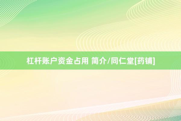 杠杆账户资金占用 简介/同仁堂[药铺]