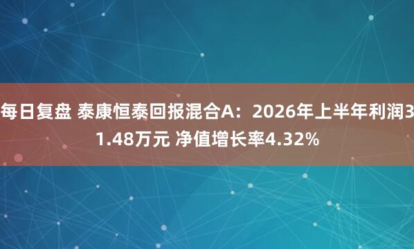 每日复盘 泰康恒泰回报混合A：2026年上半年利润31.48万元 净值增长率4.32%