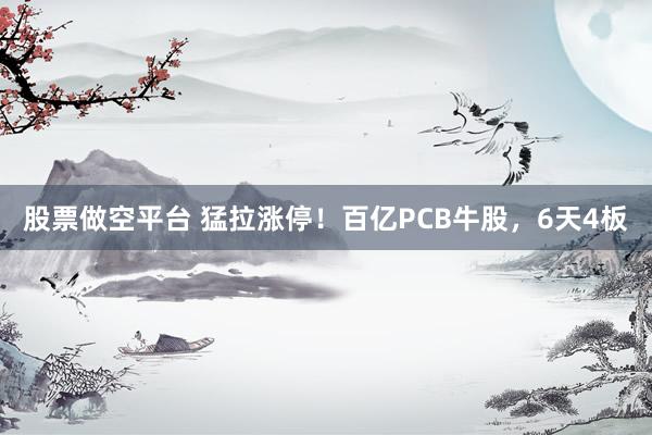 股票做空平台 猛拉涨停！百亿PCB牛股，6天4板