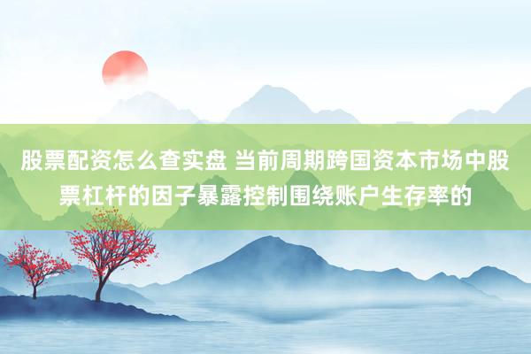股票配资怎么查实盘 当前周期跨国资本市场中股票杠杆的因子暴露控制围绕账户生存率的