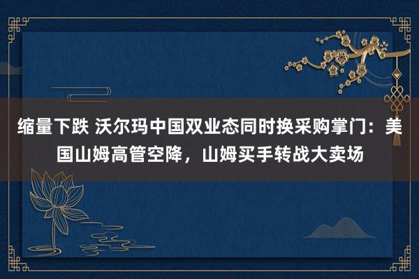 缩量下跌 沃尔玛中国双业态同时换采购掌门：美国山姆高管空降，山姆买手转战大卖场