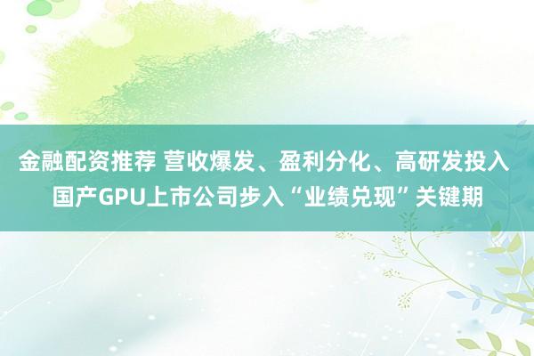 金融配资推荐 营收爆发、盈利分化、高研发投入 国产GPU上市公司步入“业绩兑现”关键期