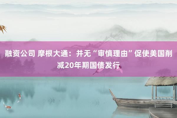 融资公司 摩根大通：并无“审慎理由”促使美国削减20年期国债发行