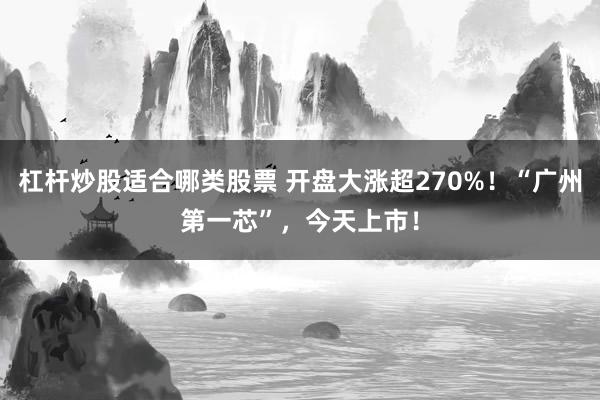 杠杆炒股适合哪类股票 开盘大涨超270%！“广州第一芯”，今天上市！
