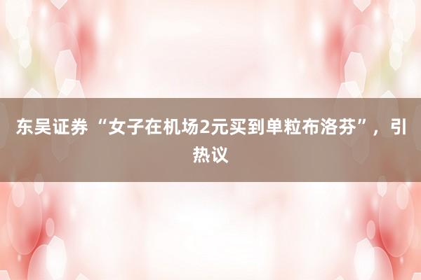 东吴证券 “女子在机场2元买到单粒布洛芬”，引热议
