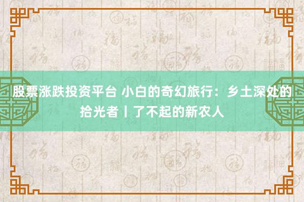 股票涨跌投资平台 小白的奇幻旅行：乡土深处的拾光者丨了不起的新农人
